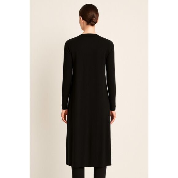 White House Black Market Long Duster Cardigan Black | Size L | EUC - Picture 2 of 11